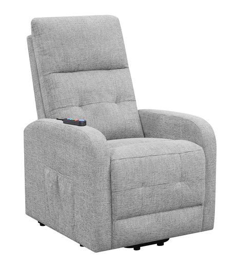 Tufted Upholstered Grey Power Lift Recliner 609402P