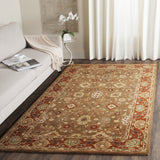 Heritage Collection Area Rug - 5' x 8', Moss & Rust, Handmade Traditional Oriental Wool