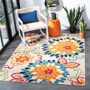 Washable Outdoor Rug 10' x 14' - Ivory & Orange Cabana Pattern