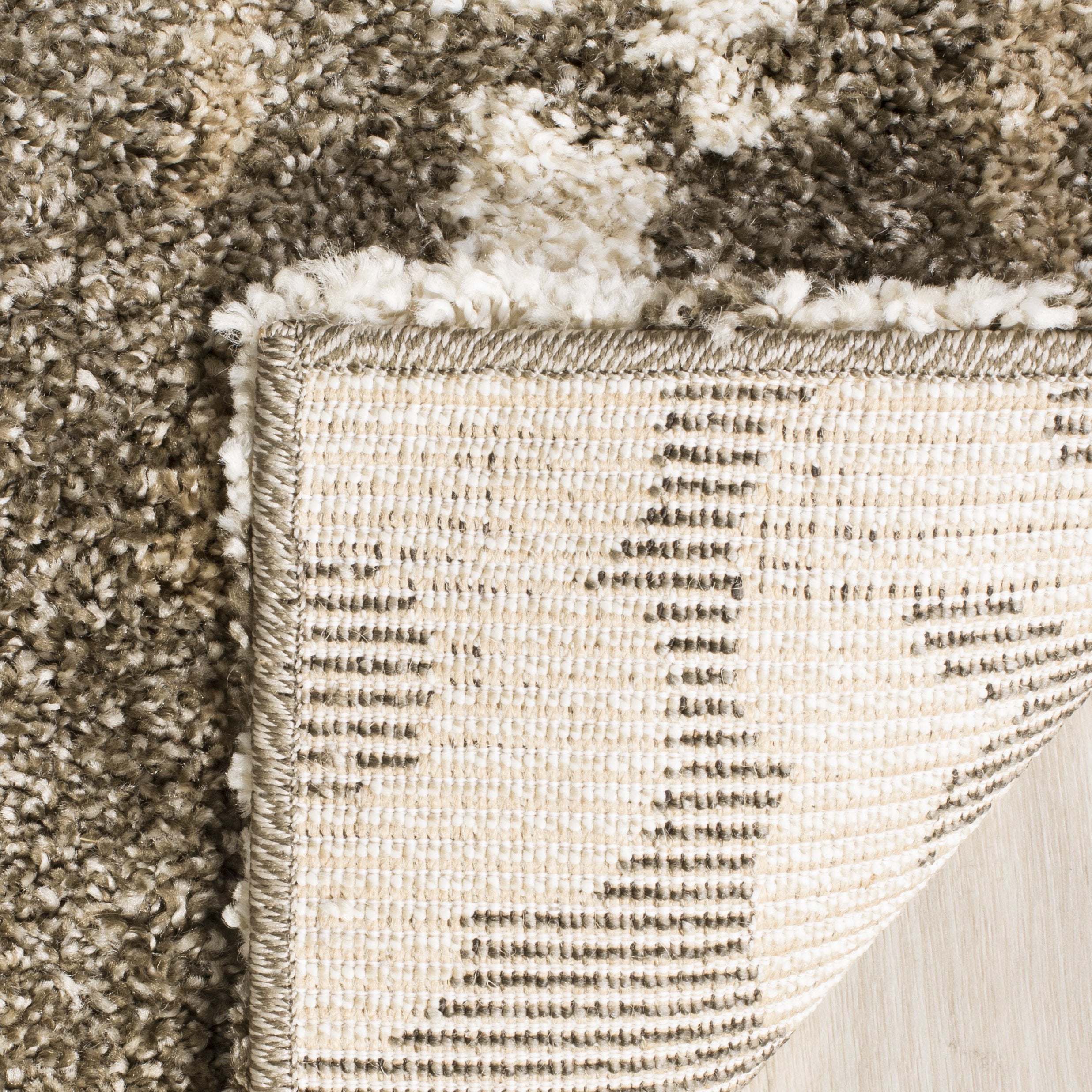 Florida Shag Collection 4' Square Smoke / Beige SG457 Floral Non-Shedding