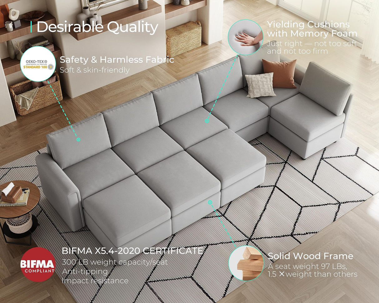 Modular Sectional Sofa, Oversized Sectional Couch with Storage, Ottomans