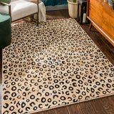 Dulcet Leopard Black Ivory Animal Print Area Rug 7'10" x 9'10"