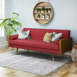 GDFStudio Christopher Knight Home Aidan Mid Century Modern Tufted Fabric Sofa, Red