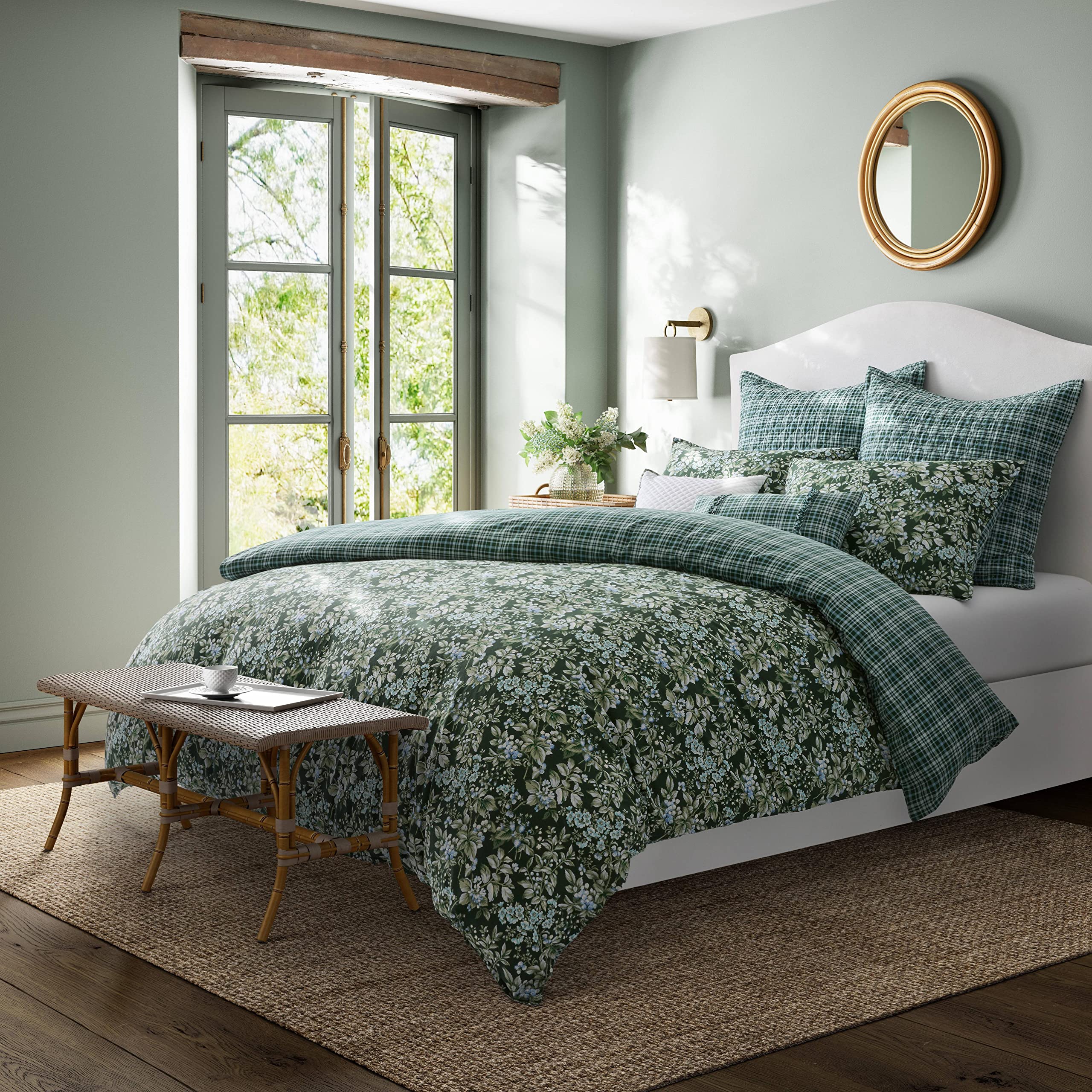 Set, Cotton Reversible Bedding Set, Includes Matching Shams