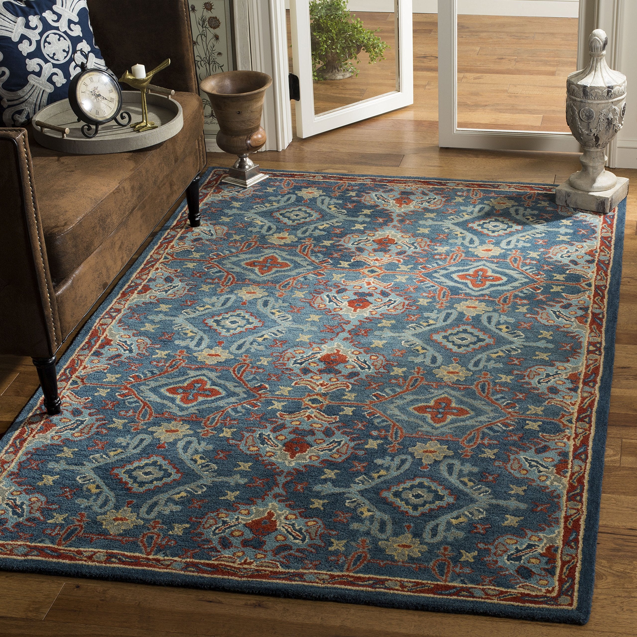Heritage Collection 3' x 5' Blue/Multi HG422M Handmade Traditional Oriental Premium
