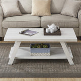 Athens Contemporary Wood Shelf Coffee Table, White