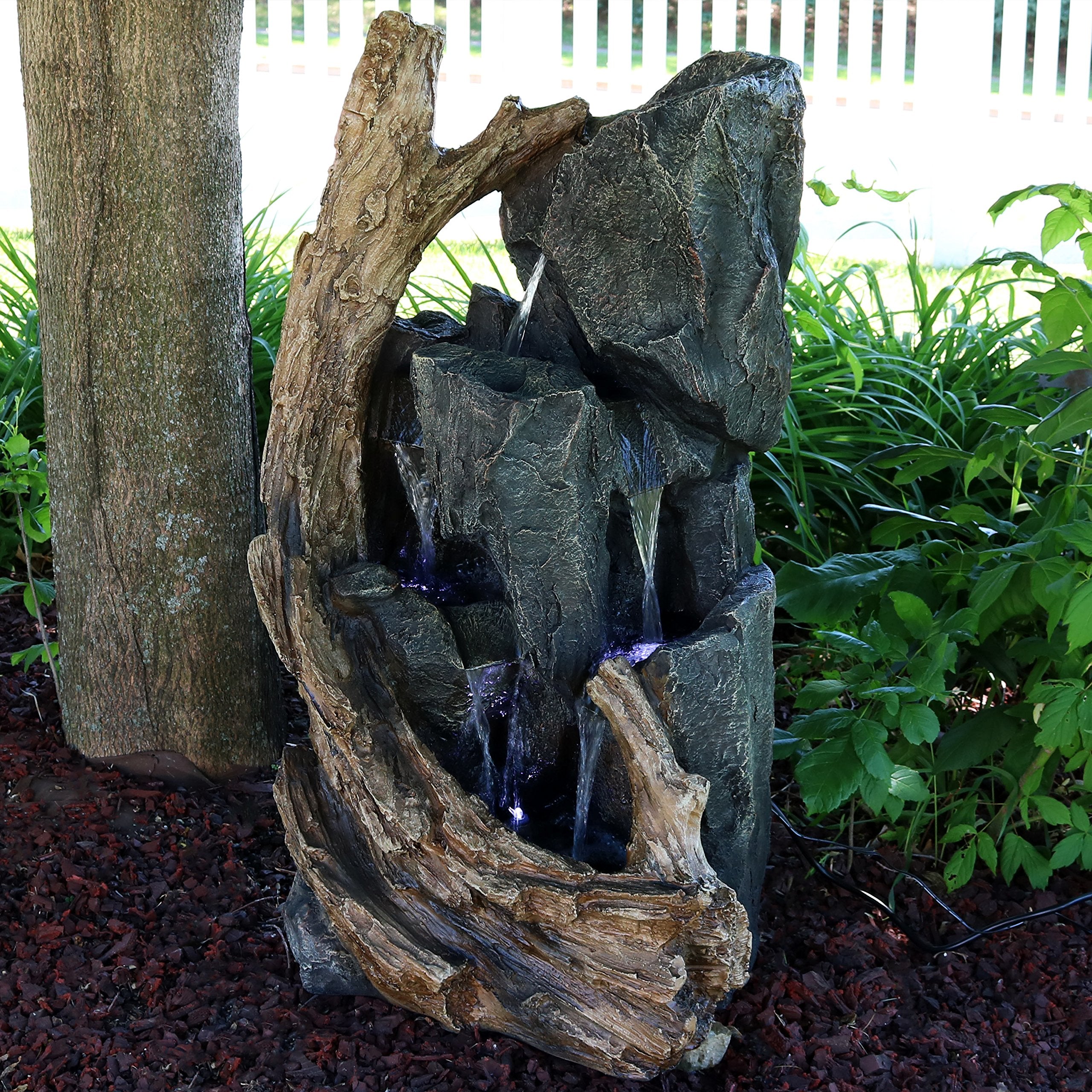 35-Inch Mountainside Rock Waterfall Fountain - Large Outdoor Water Fountain