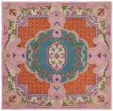 Bellagio Collection 5' Square Blue/Pink BLG535M Handmade Medallion Premium Wool