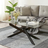 Tempered Glass Coffee Table with Metal Legs Modern Small Coffee Tables for Livingroom