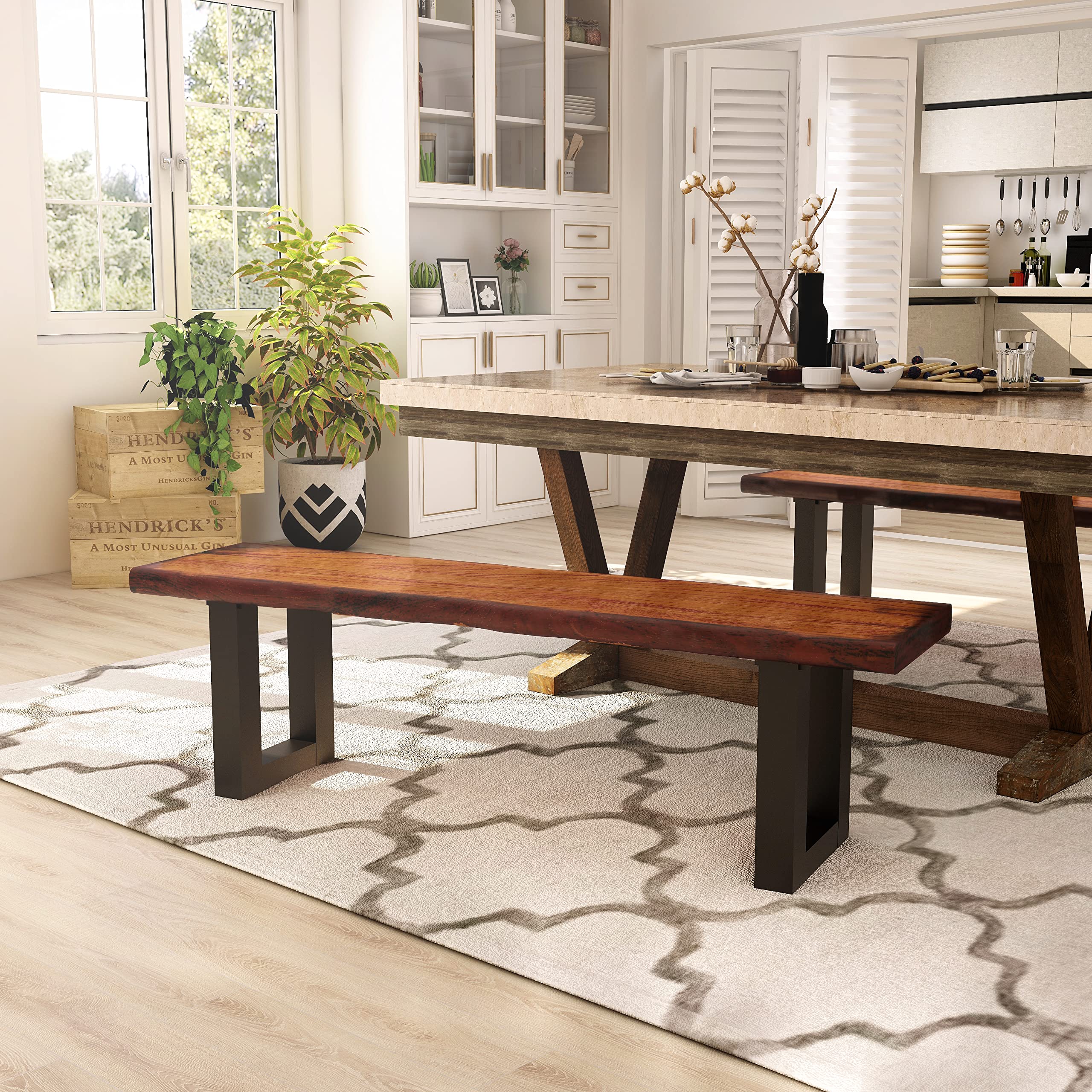 Patio Wooden Picnic Bench for 2 People Wooden Dining Bench