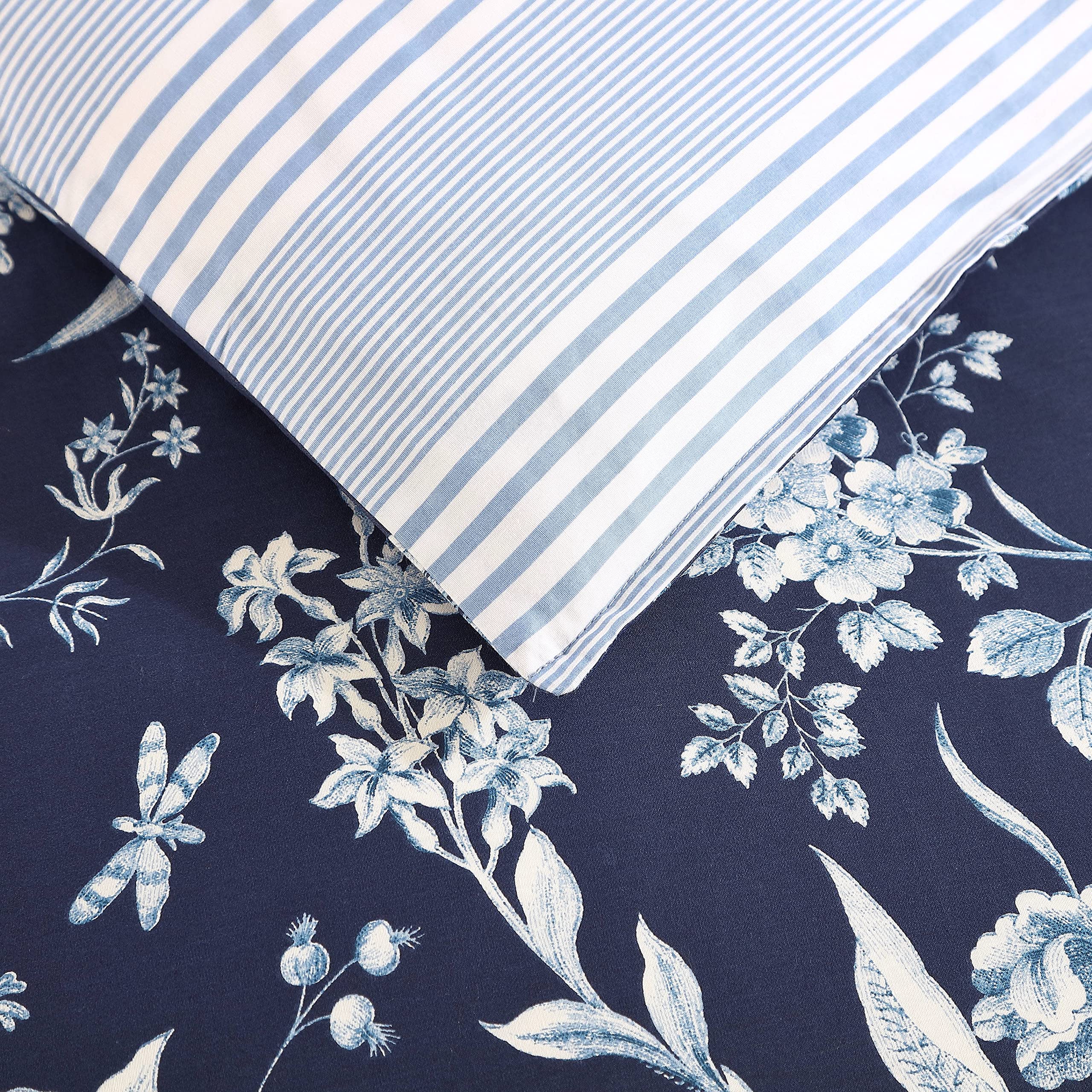 Comforter Set, Cotton Reversible Bedding Set, Includes Matching Shams