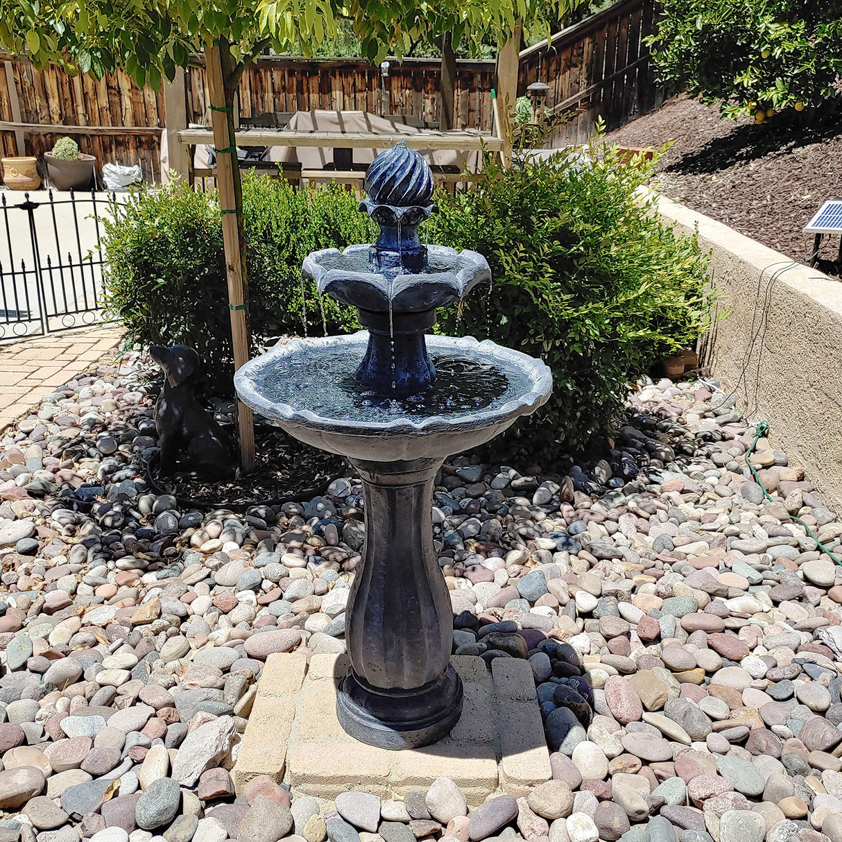 45-Inch 2-Tier Arcade Outdoor Solar Water Fountain - Outdoor Water Feature with LED Light