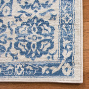 Brentwood Collection Area Rug - 8' x 10', Navy & Light Grey, Medallion Distressed Design