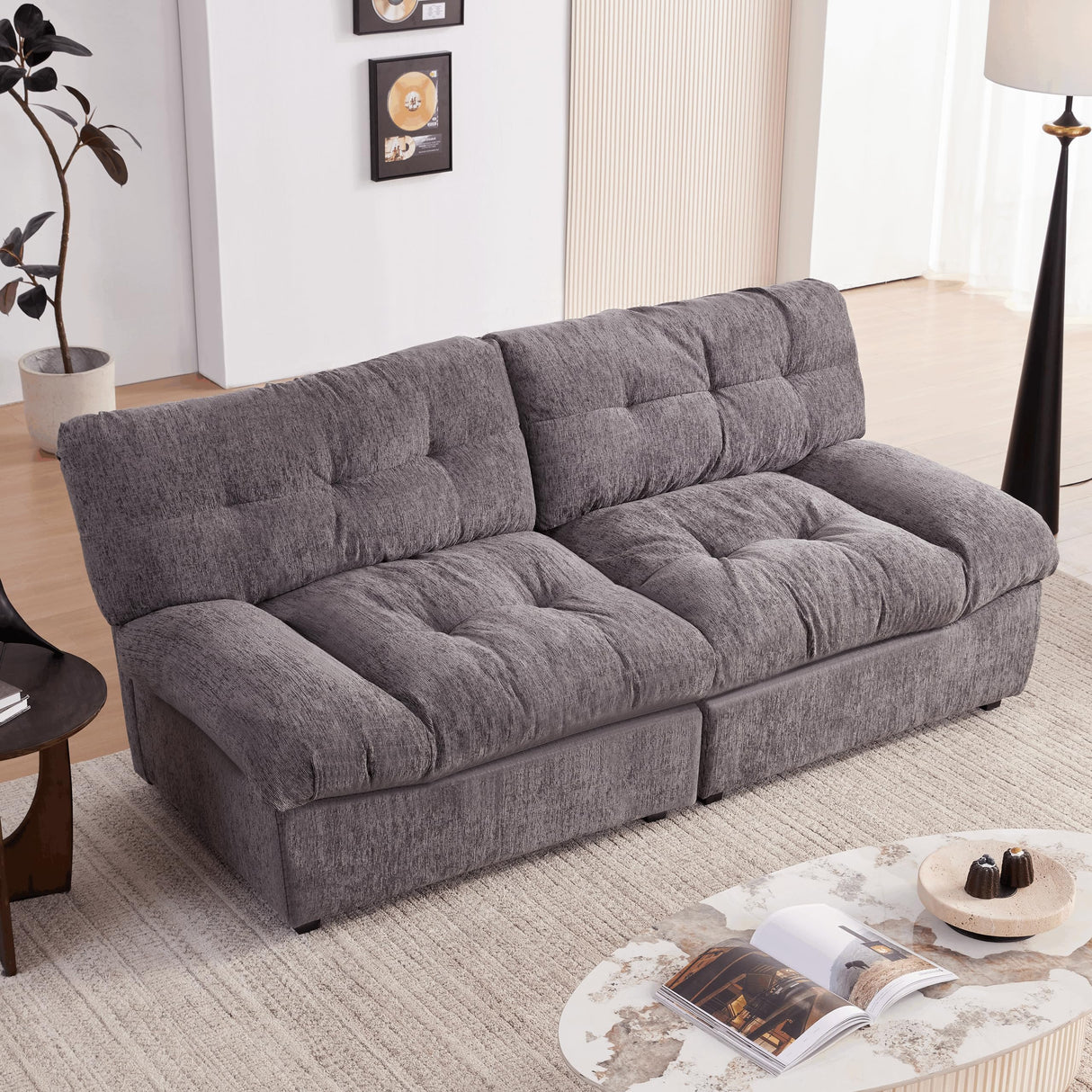 80" Chenille Cloud Deep Seat Couch Loveseat for Living Room, Modern Sofa Couch