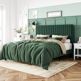 Queen Bed Frame, Velvet Upholstered Platform Bed