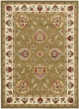 Lyndhurst Collection Area Rug - 8' x 11', Green & Ivory, Traditional Oriental Design,