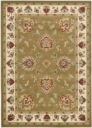 Lyndhurst Collection Area Rug - 8' x 11', Green & Ivory, Traditional Oriental Design,