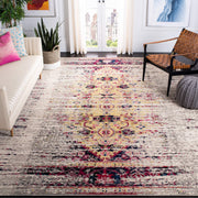 SAFAVIEH Monaco Collection Area Rug - 10' x 14', Ivory & Pink, Modern Boho Abstract Distressed Design, Non-Shedding & Easy Care, Ideal for High Traffic Areas in Living Room, Bedroom (MNC209R)