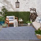 Versatile Indoor/Outdoor Denim Blue 7' x 10' Area Rug, Easy Cleaning