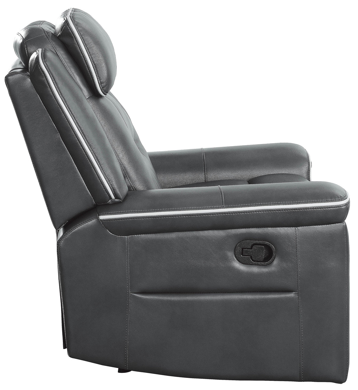 65" Leather Gel Double Reclining Loveseat, Dark Gray