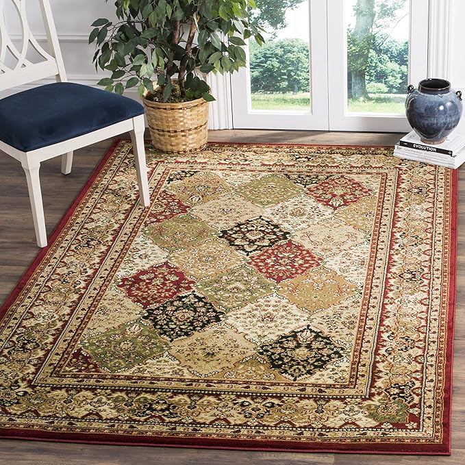 Lyndhurst Collection Area Rug - 8' Square, Multi & Beige, Traditional Oriental Design