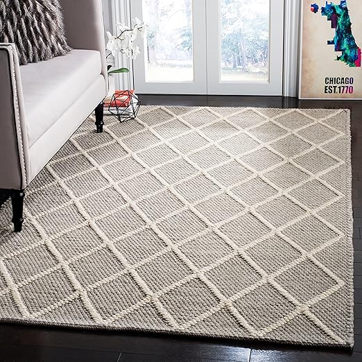Natura Collection Handmade Wool & Viscose Area Rug 10' x 14' Silver Ivory