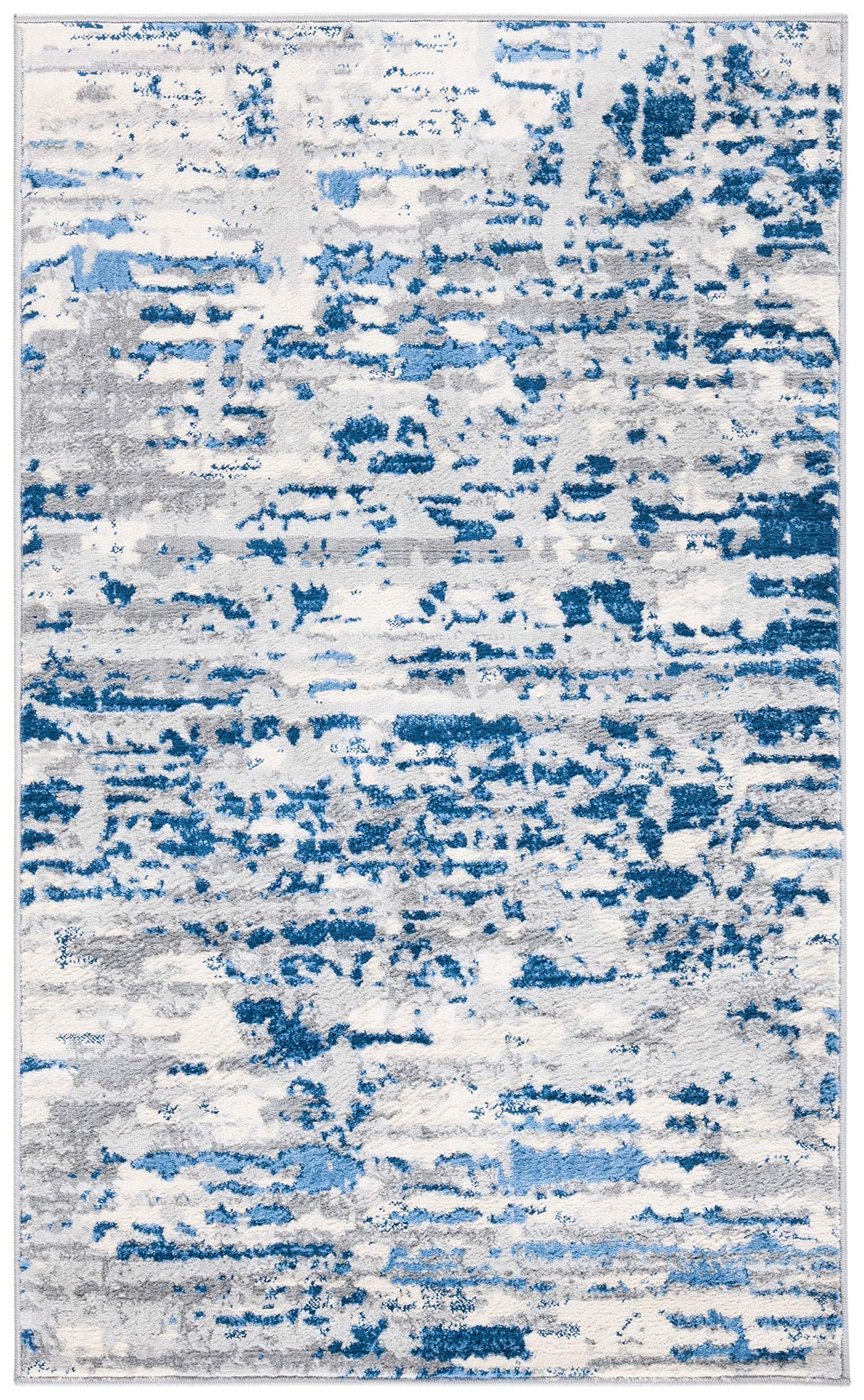 Jasper Collection Accent Rug - 2' x 4', Ivory & Blue, Modern Abstract Design