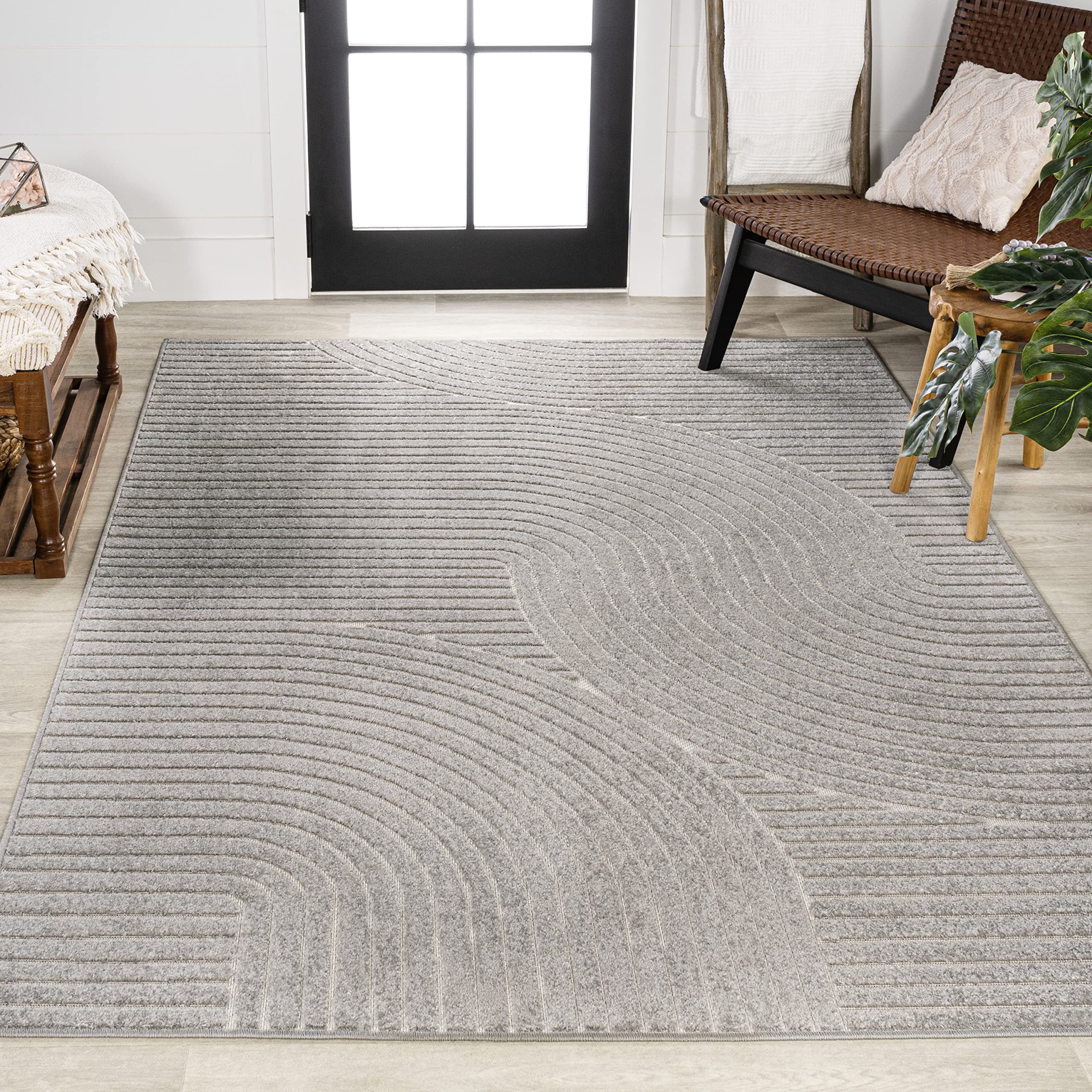 SCN100A-8 Skagen High-Low Minimalist Curve Geometric Indoor/Outdoor Area Rug