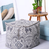 ART Parsley Gray Cube Bean Bag Cover- 20x20x20 inches –Luxury Pouf Ottoman, Room