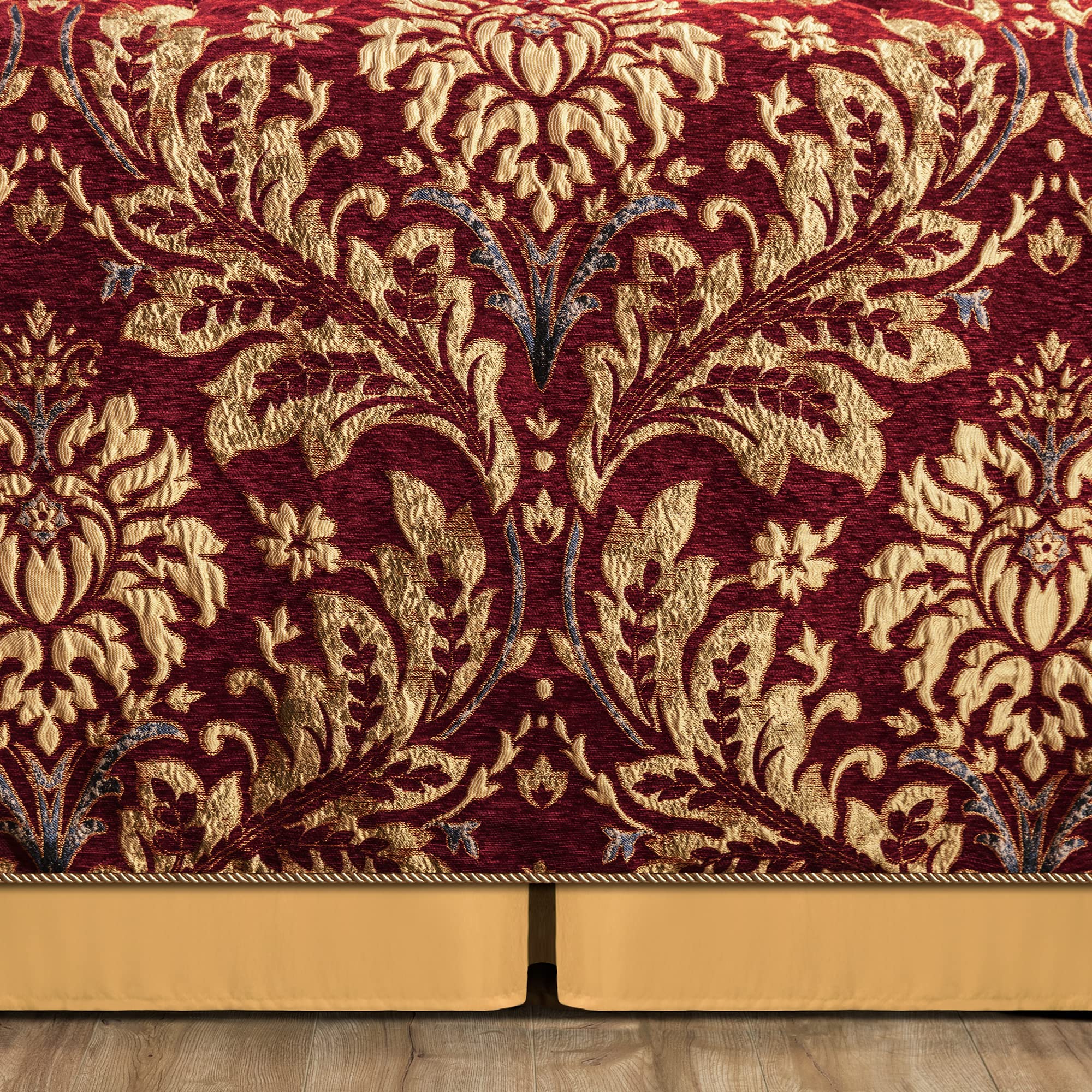 9-Piece Chenille Jacquard Comforter Set - Luxury Floral Bedding Queen