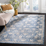 Brentwood Collection Area Rug - 6'7" Square, Navy & Creme
