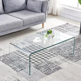 Glass Coffee Table, Modern Tempered Clear Coffee Tables Decor for Living Room,