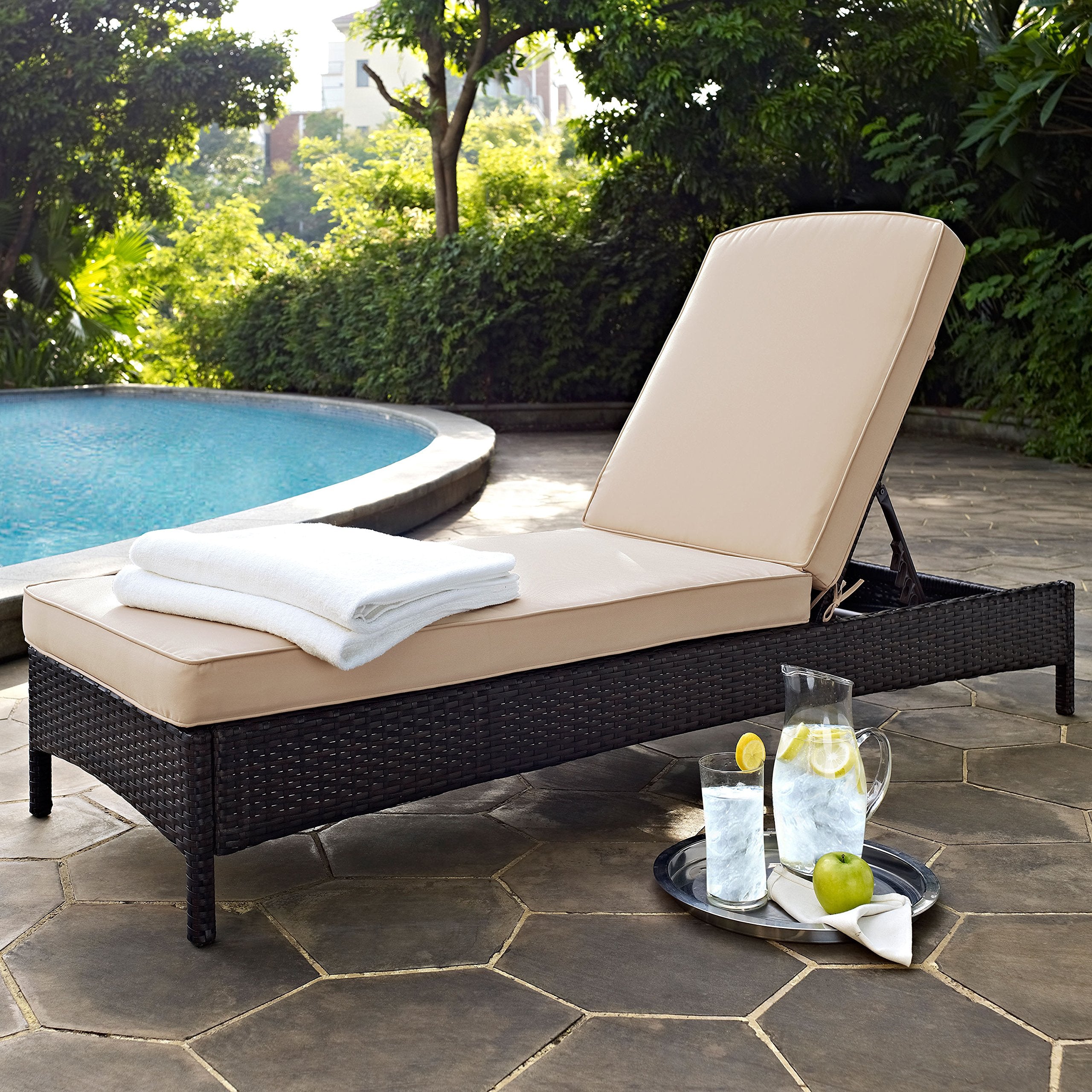 Palm Harbor Reclining Wicker Outdoor Chaise Lounge Chair for Patio