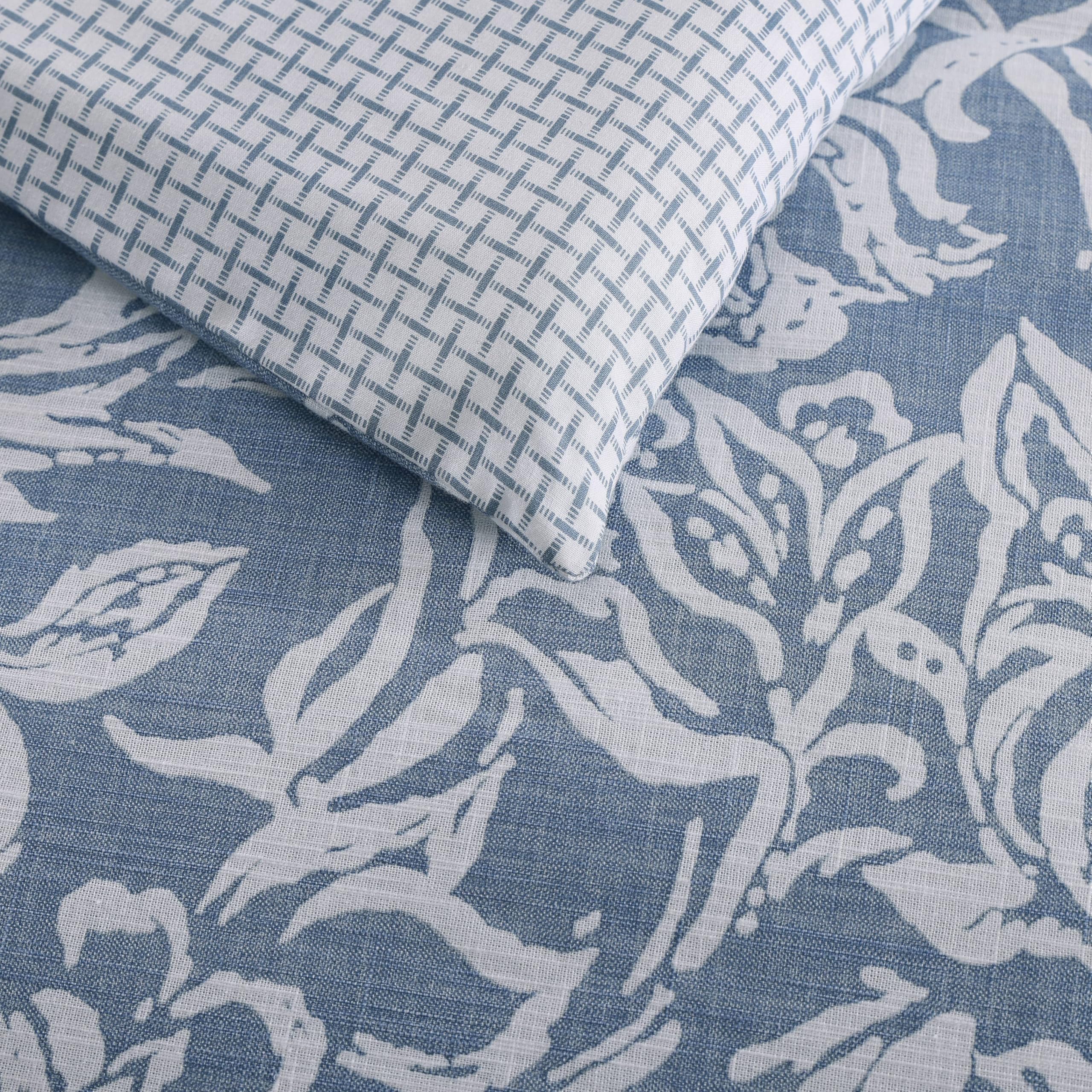Comforter Set, Cotton Reversible Bedding Set, All Season Designer Home Décor (Tortola Blue, King)