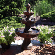 Flower Blossom 43-Inch Electric Water Fountain - Outdoor Water Feature - 3-Tier Fountain - Earth Finish