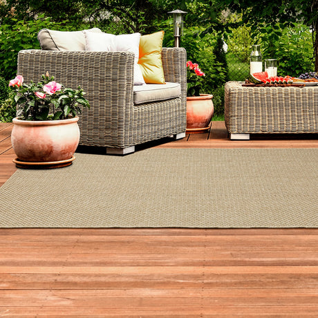 Veranda Tonal Woven Basket Weave Indoor-Outdoor Rug Light Brown 3'7" x 5'6" 4' x 6'
