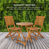 3-Piece Acacia Wood Bistro Set, Folding Patio Furniture for Backyard