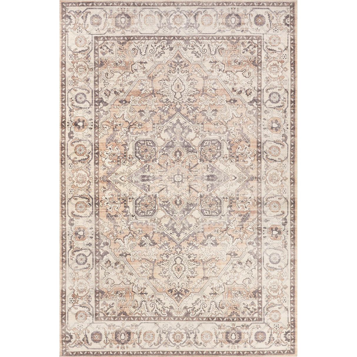 Mylah Cotton Traditional Area Rug - 8x10 Area Rug Traditional Beige/Light Orange Rugs