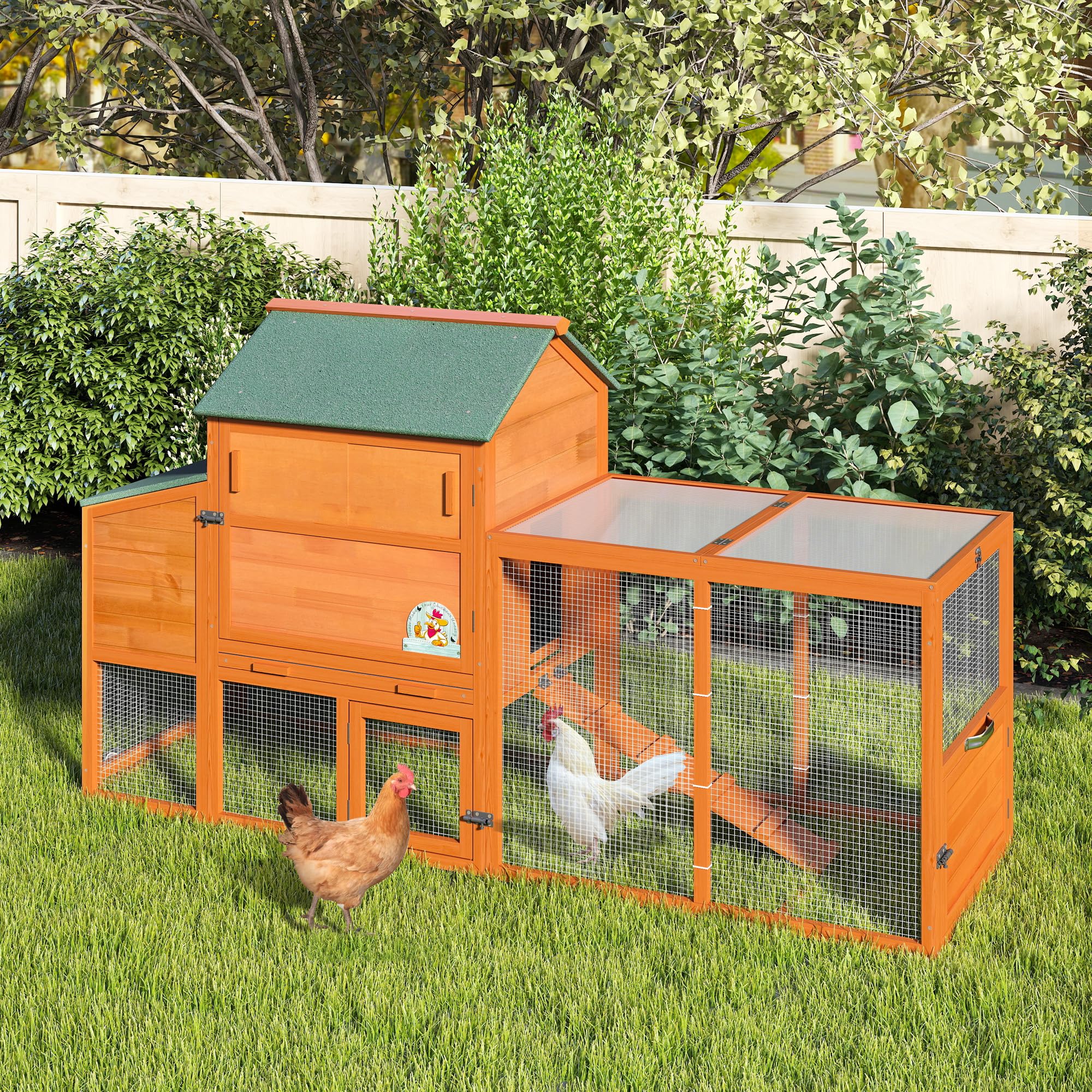 Farmstead Multi-Pet Coop – Pine Wood Chicken, Duck & Rabbit House with Run