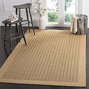 Palm Beach Collection Area Rug - 8' x 11', Silver, Sisal & Jute Design, Ideal for High Traffic