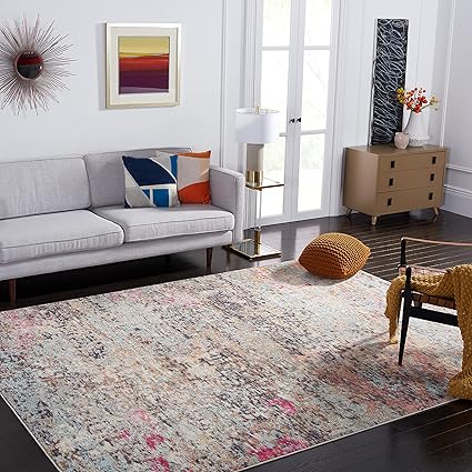 Madison Collection Area Rug - 8' Square, Grey & Blue