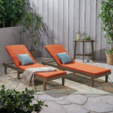 Madge Oudoor Chaise Lounge with Cushion (Set of 2), Gray Finish, Rust Orange