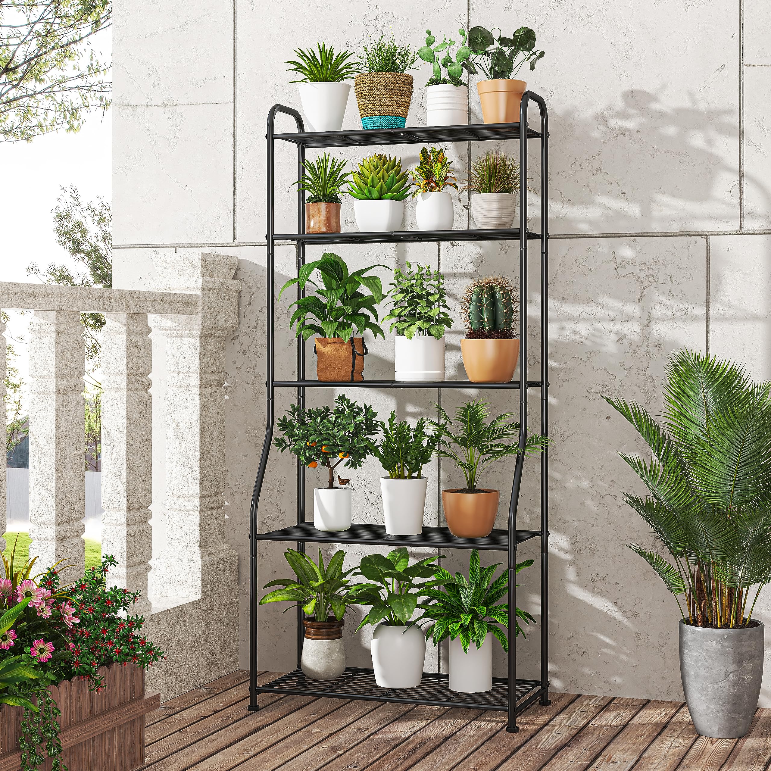 5-Tier Metal Plant Shelf – Tall Plant Stand