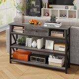 47 Inch Console Sofa Table with Drawer, Industrial Entryway Table with Storage Shelves,
