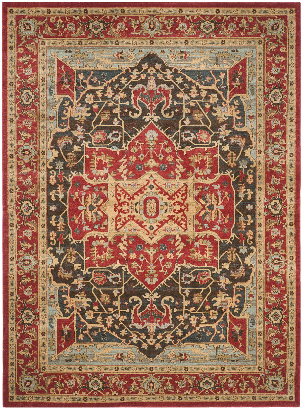 Mahal Collection Area Rug - 10' x 14', Red & Red, Traditional Oriental Design