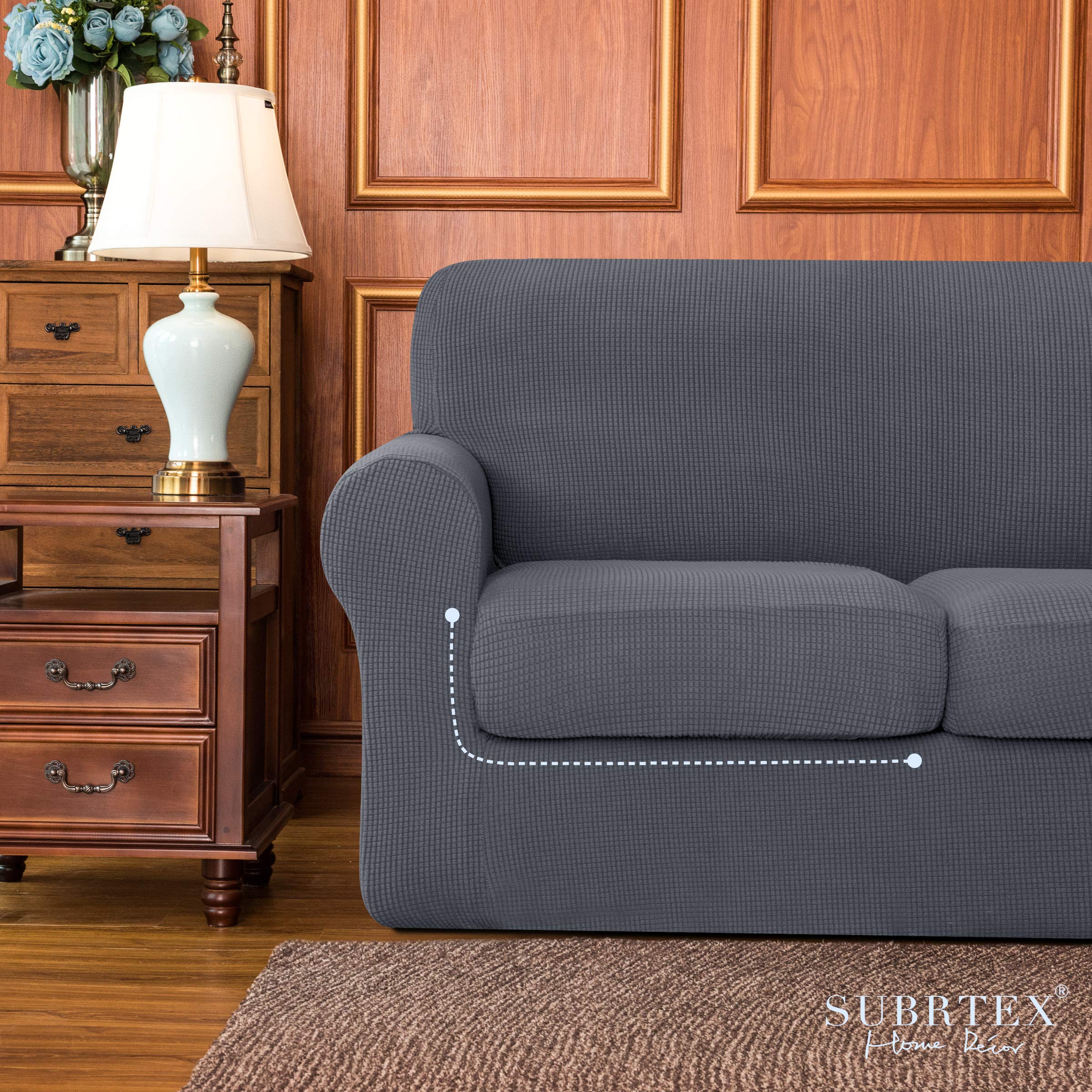 3 Piece Sofa Cover High Stretch Couch Slipcover for 2 Cushion Soft Sofa Slipcover