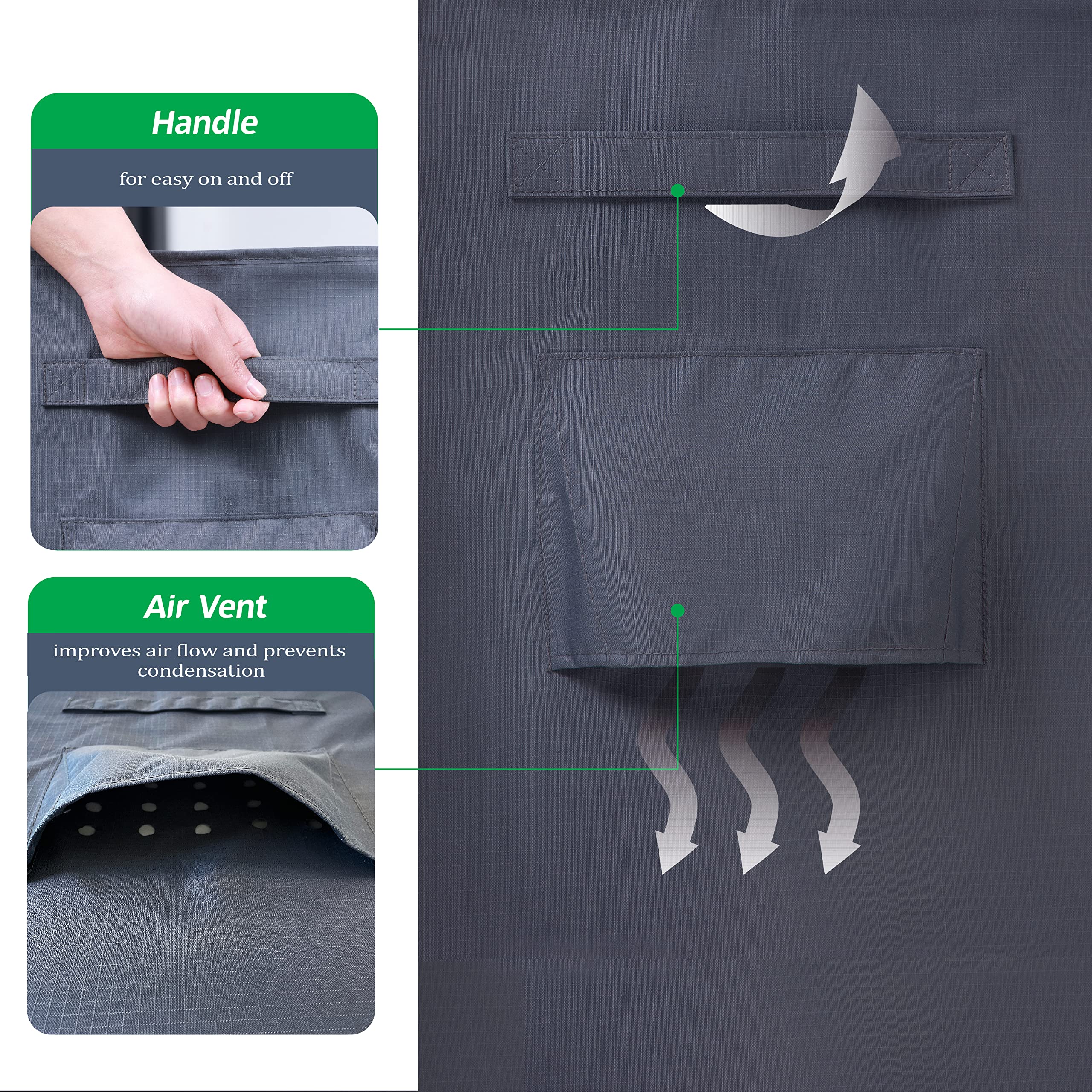 Outdoor Patio Furniture Covers, Waterproof UV Resistant Anti-Fading Cover for Large Round Table Chairs Set, Grey, 84 inch Diameter