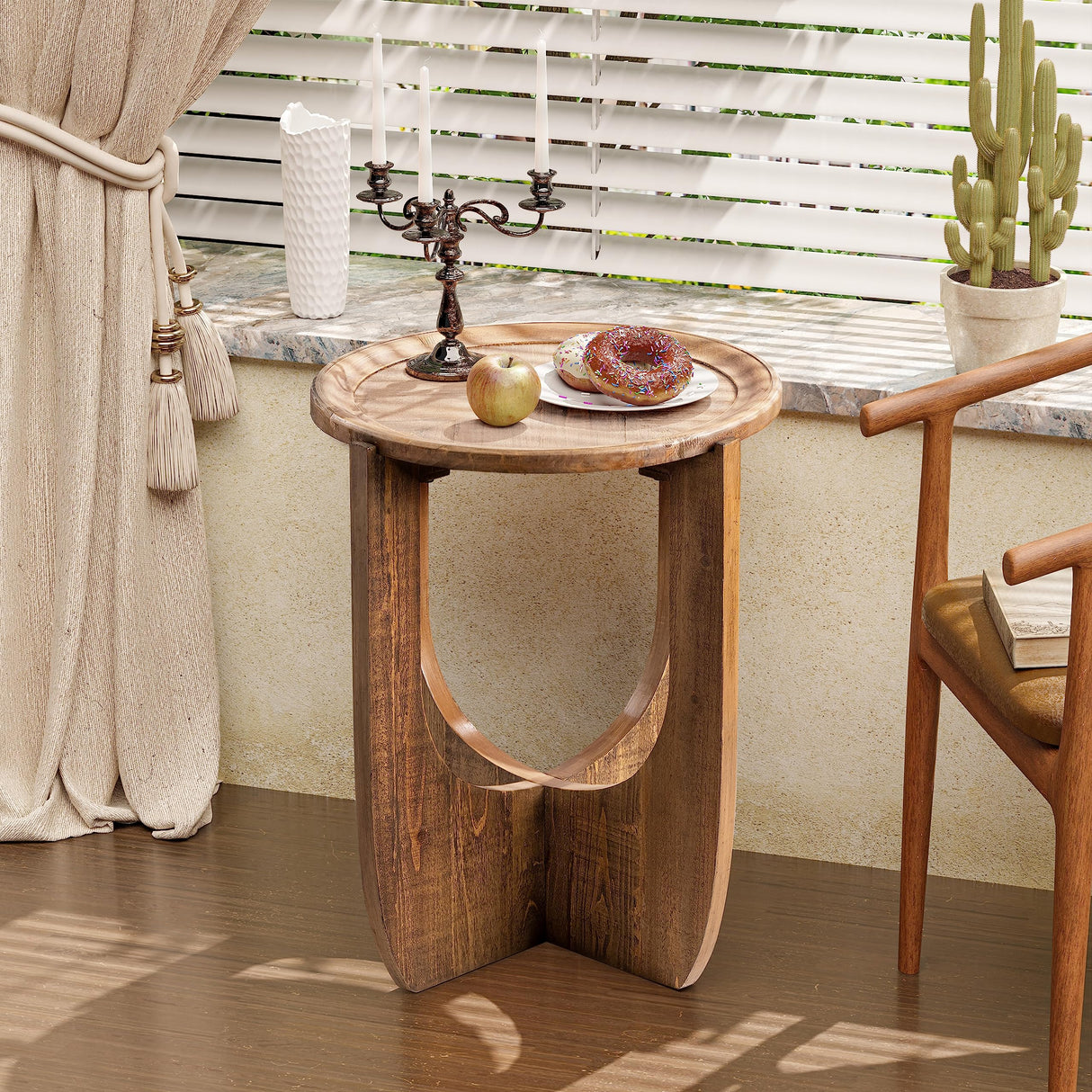 Rustic Farmhouse End Table, French Country Accent Side Table for Family