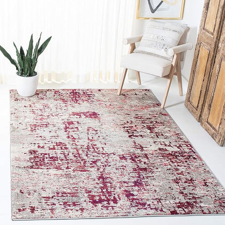 Madison Collection 8' x 10' BeigeWine MAD471C Modern Abstract Non-Shedding