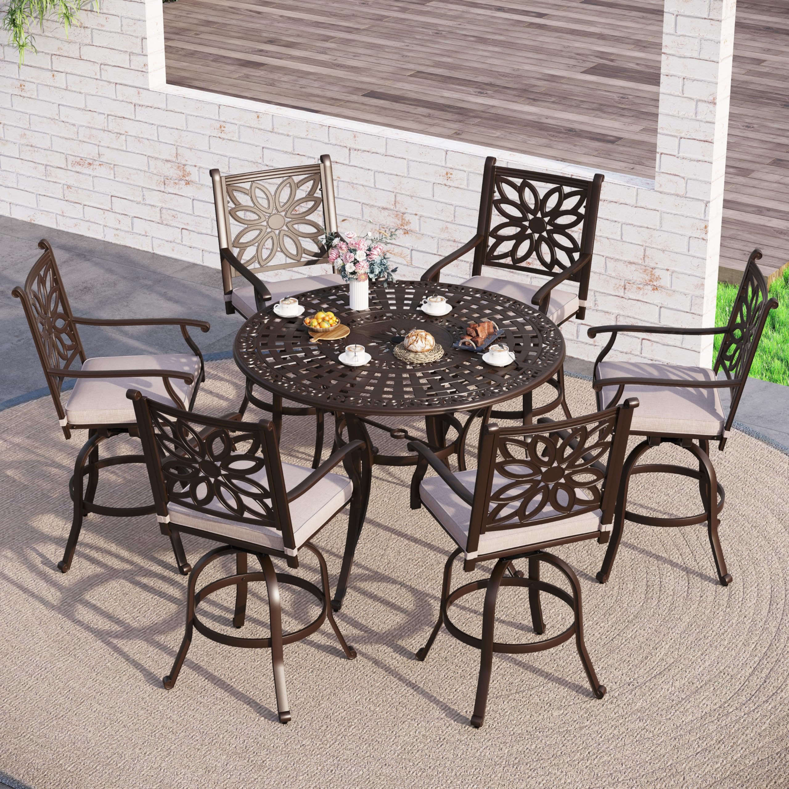 7 Pieces Cast Aluminium Patio Bar Set